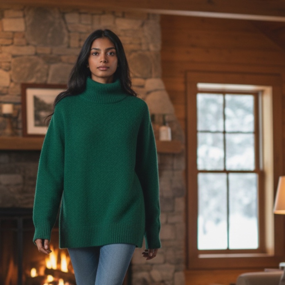 NWT J. Crew Turtleneck sweater in Supersoft Yarn in Green size XXS Oversized fit - Picture 13 of 14